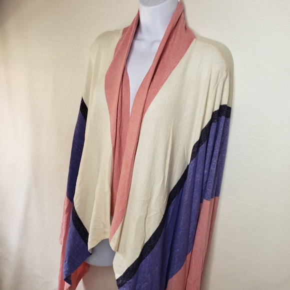 Bobeau Open Front Cardigan Sweater Hi Lo Pink Purple Women's Size Large NWT - Picture 5 of 13